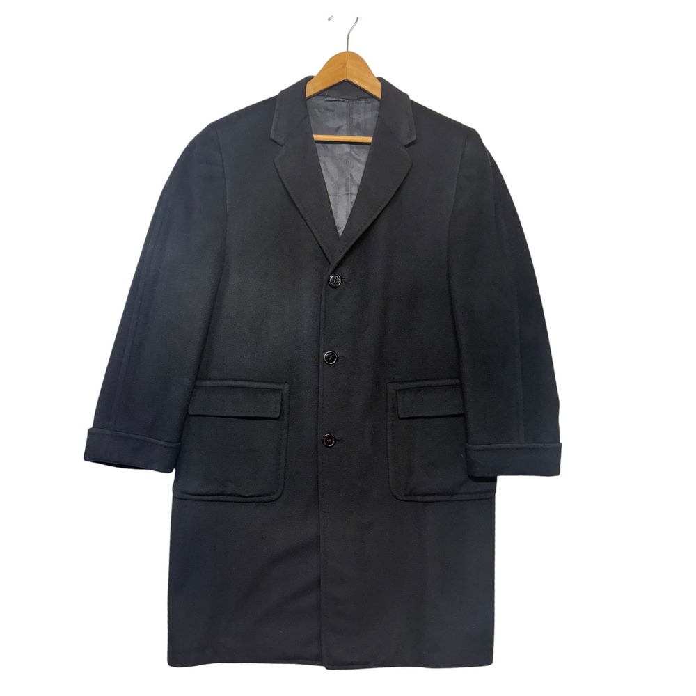Doherty-Lee Tailoring Imported Cashmere Vintage Black‎ Long Coat Classy 38R - Picture 2 of 14